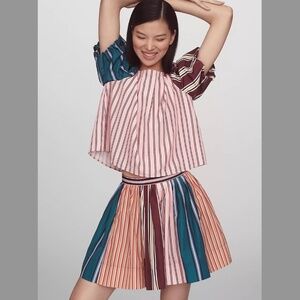 Anthropologie x Maeve Taffeta Striped A-Line Mini Skirt
